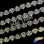 5/8"  Wavy Flower Rhinestone Plastic Stud Trim, PST-218