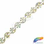 5/8"  Wavy Flower Rhinestone Plastic Stud Trim, PST-218