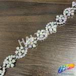 5/8"  Wavy Flower Rhinestone Plastic Stud Trim, PST-218