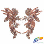 SALE! Flower Beaded Rhinestone Motif Applique on Lace (Sold by Pair), RA-300