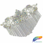 Lace Rhinestone Applique with Rhinestone Fringe, RA-302