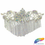 Lace Rhinestone Applique with Rhinestone Fringe, RA-302