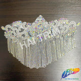 Lace Rhinestone Applique with Rhinestone Fringe, RA-302