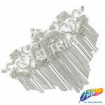 Lace Rhinestone Applique with Rhinestone Fringe, RA-302