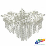 Lace Rhinestone Applique with Rhinestone Fringe, RA-302