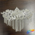 Lace Rhinestone Applique with Rhinestone Fringe, RA-302