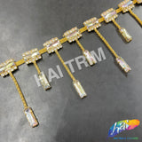 SALE! 3 1/2" Multicolor/Gold Dangling Rhinestone Fringe, RF-006