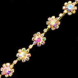 3/8" Chained Crystal Flower Rhinestone Trim, RT-056