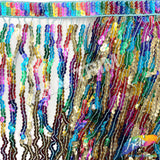 Multicolored Sequins Fringe (6" 12"), SEQ-001