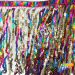 Multicolored Sequins Fringe (6" 12"), SEQ-001