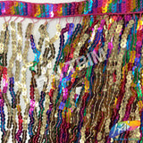 Multicolored Sequins Fringe (6" 12"), SEQ-001