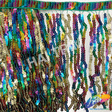 Multicolored Sequins Fringe (6" 12"), SEQ-001