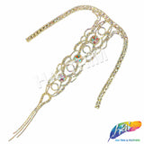 Gold AB Rhinestone Neckpiece Applique on Metal Setting, XY170