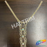 Gold AB Rhinestone Neckpiece Applique on Metal Setting, XY170