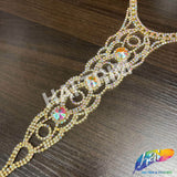 Gold AB Rhinestone Neckpiece Applique on Metal Setting, XY170