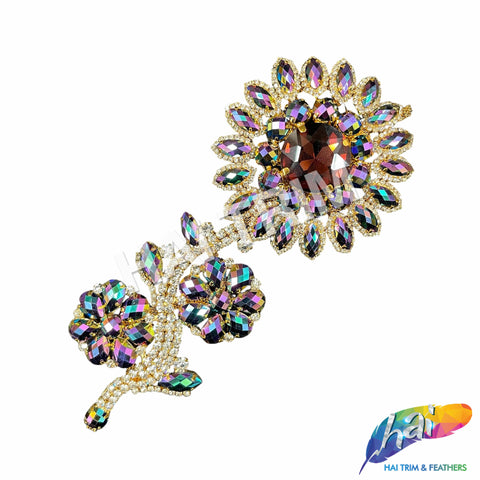 SALE! Burgundy/Purple AB Rhinestone Flower Applique, YH-080