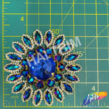 SALE! Royal Blue Purple AB Rhinestone Flower Applique on Metal Setting, YH-080-1