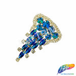 SALE! Royal Blue AB Rhinestone Motif Applique on Metal Setting, YH-081-1