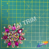 SALE! Fancy Colored Rhinestone Medallion Flower Applique, YH-097