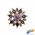 SALE! Fancy Colored Rhinestone Medallion Flower Applique, YH-097