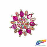 SALE! Fancy Colored Rhinestone Medallion Flower Applique, YH-097