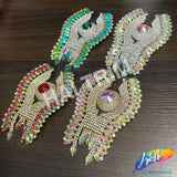 SALE! Fancy Colored Rhinestone Motif Applique on Metal Setting, YH-099