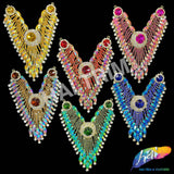 SALE! V-Shaped Fancy Rhinestone Applique on Metal Setting, YH-100