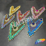 SALE! V-Shaped Fancy Rhinestone Applique on Metal Setting, YH-100