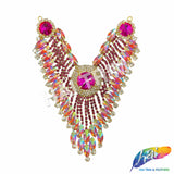 SALE! V-Shaped Fancy Rhinestone Applique on Metal Setting, YH-100