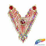 SALE! V-Shaped Fancy Rhinestone Applique on Metal Setting, YH-100