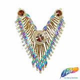 SALE! V-Shaped Fancy Rhinestone Applique on Metal Setting, YH-100