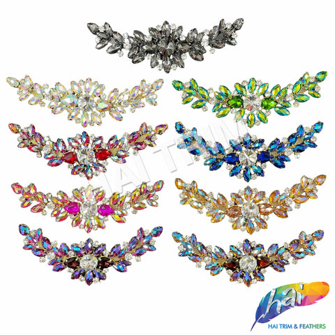 SALE! Fancy Rhinestone Flower Applique on Metal Setting, YH-104