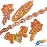 1" Braided Neon Orange AB Rhinestone Iron on Trim, IRT-121