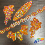 Neon Orange AB Resin Stone Iron On Applique, IRA-141