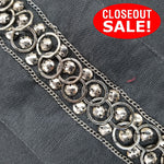 CLOSEOUT! 5 yards Matt Silver / Gunmetal Stones and Silver / Gunmetal Chain Edge Trim , COT-038