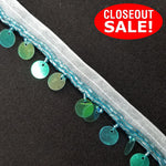 CLOSEOUT! 9 yards Paillettes Sequin Beaded Fringe , Available in 6 Different Colors , COT-113