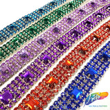 SALE! 3/4" 4-row Colored Rhinestone Trim with Square Stones, QL-140