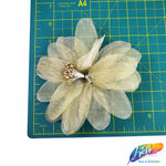 CLOSEOUT! 3D Stiff Organza/Chiffon Flower w/ Wired Stamen Brooches (2 pieces)