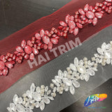 1 3/4” Mesh Covered Beaded Acrylic Rhinestone Trim, ACR-009