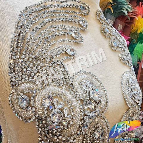Crystal Beaded Rhinestone Dress Bodice Applique, BRD-02 – Hai Trim &  Feathers