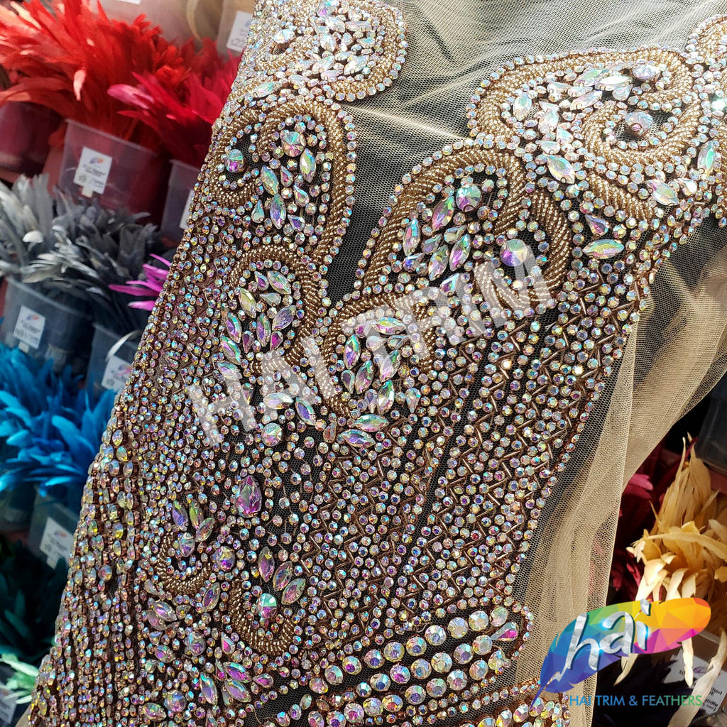 Crystal AB Beaded Rhinestone Dress Bodice Applique, BRD-02 AB – Hai Trim &  Feathers