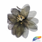 CLOSEOUT! 3D Stiff Organza/Chiffon Flower w/ Wired Stamen Brooches (2 pieces)