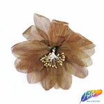 CLOSEOUT! 3D Stiff Organza/Chiffon Flower w/ Wired Stamen Brooches (2 pieces)