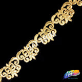 1 5/8" Gold Metallic Embroidered Flower Trim, EMB-027