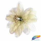 CLOSEOUT! 3D Stiff Organza/Chiffon Flower w/ Wired Stamen Brooches (2 pieces)