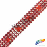 SALE! 3/4" 4-row Colored Rhinestone Trim with Square Stones, QL-140