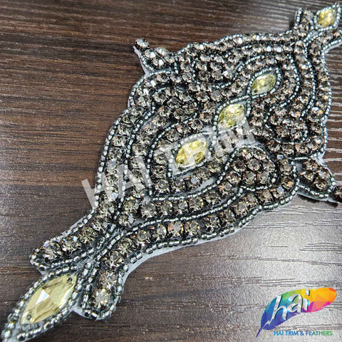 Gold Beaded Rhinestone Applique