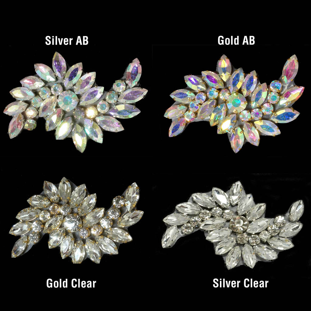 FINGERINSPIRE Bling Flower Leaf Rhinestone Trim (Gold Champagne, 8.4 inch)  Shiny Horse Eye Crystal Applique Chain Trim with Hole Sparky Jewelry
