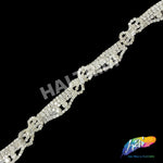 3/4" Silver/Crystal Braided Ribbon Rhinestone Trim, RT-046