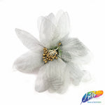 CLOSEOUT! 3D Stiff Organza/Chiffon Flower w/ Wired Stamen Brooches (2 pieces)